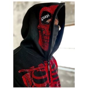 Sweaters | Guapi Obsidian Black Skeleton Half Zip Hoodie V2 | Poshmark